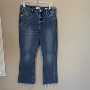 Frame Denim Blue bootcut Jeans with Frayed Hem